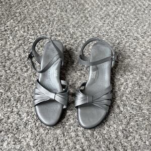 SAS Women's Gray Strappy Slingback Sandals